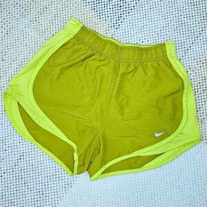 Nike Dri-FIT Women's XS Neon Lime and Olive Running Shorts